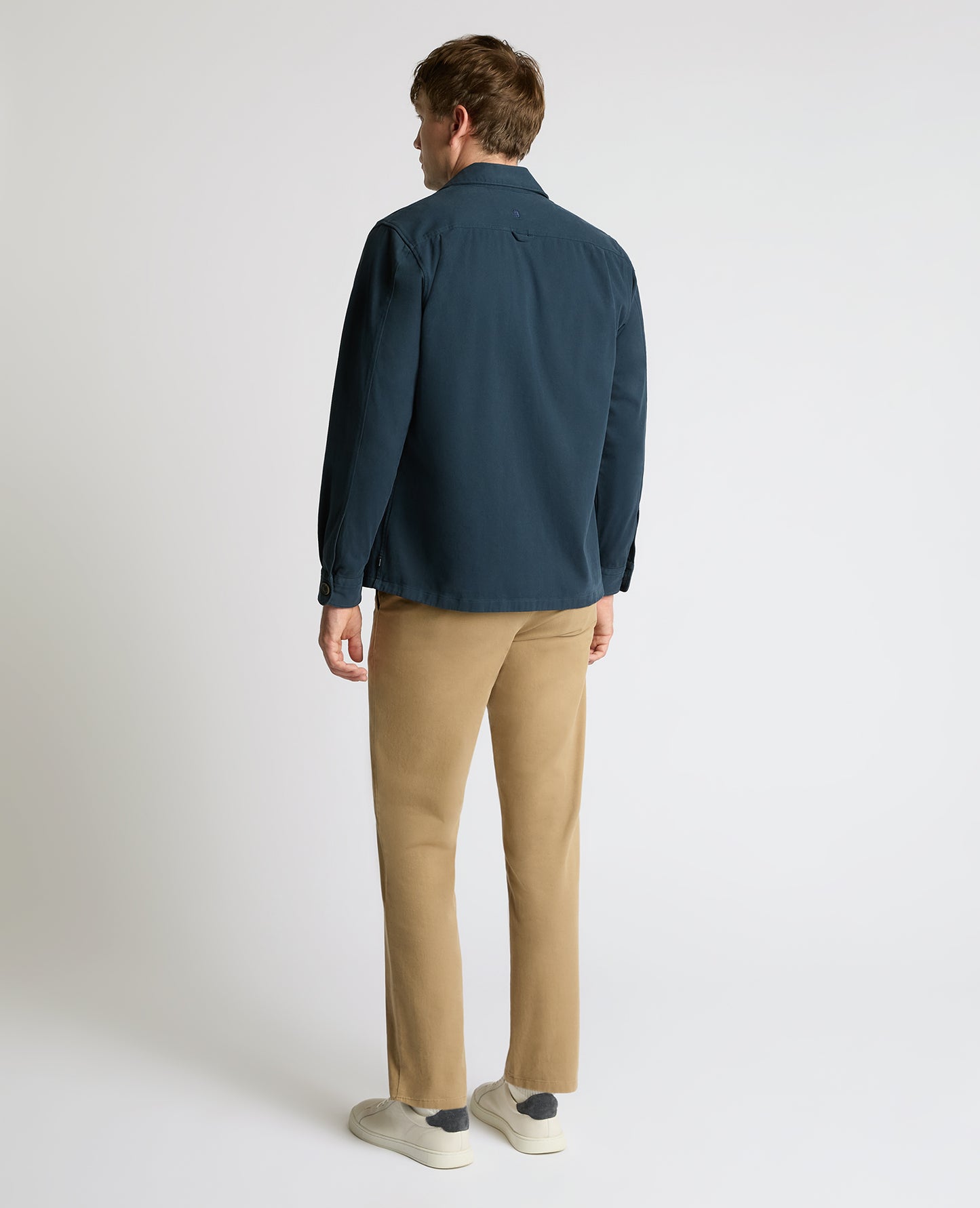 Man wearing a blue Regular Fit Double Pocket Shacket