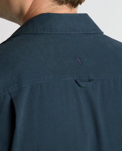 Man wearing a blue Regular Fit Double Pocket Shacket