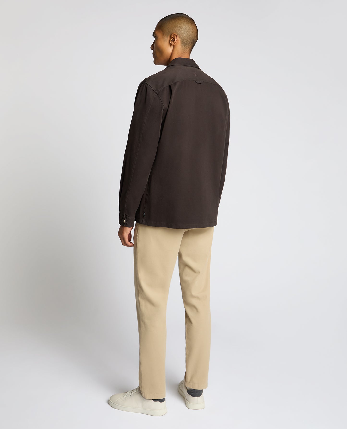 Man wearing a brown Regular Fit Double Pocket Shacket