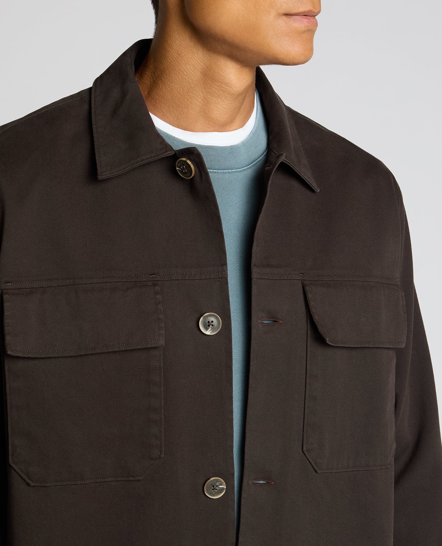 Man wearing a brown Regular Fit Double Pocket Shacket