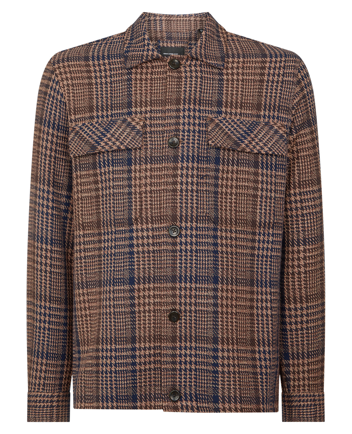 Man wearing a brown Regular Fit Houndstooth Shacket