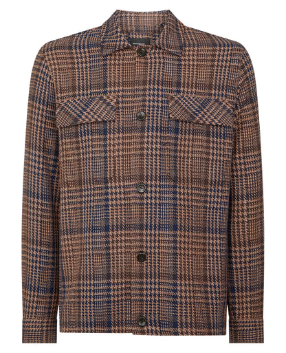 Man wearing a brown Regular Fit Houndstooth Shacket