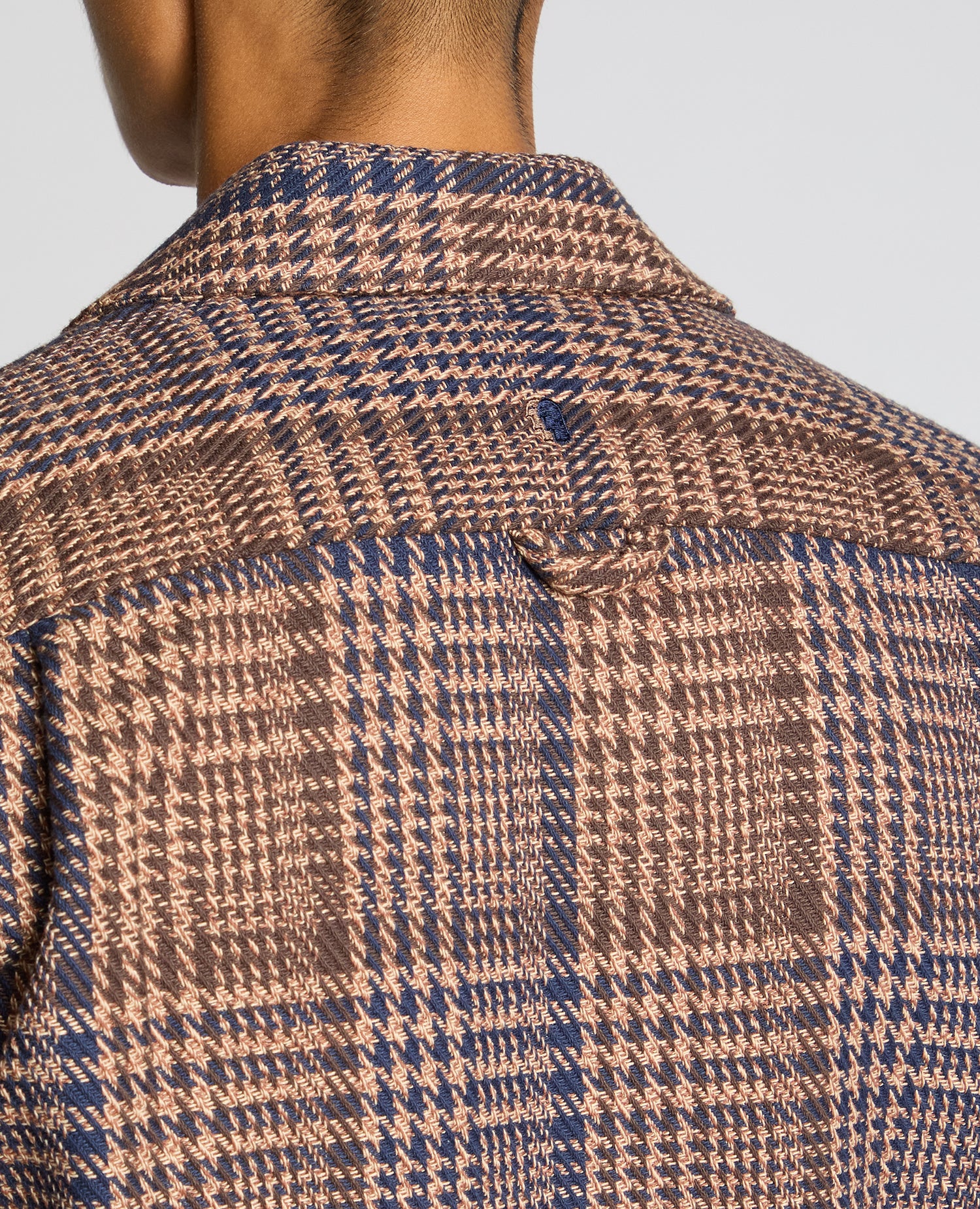 Man wearing a brown Regular Fit Houndstooth Shacket