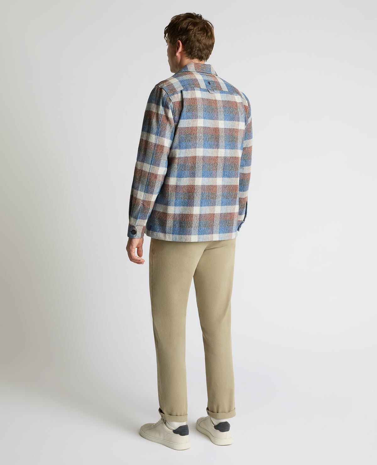 Man wearing a blue Regular Fit Brushed Cotton Shacket