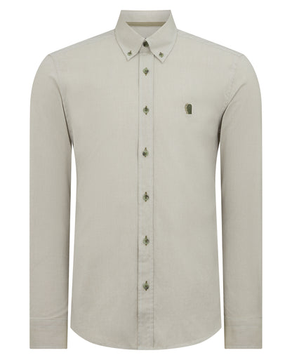 Man wearing a green Slim Fit Cotton Oxford Shirt