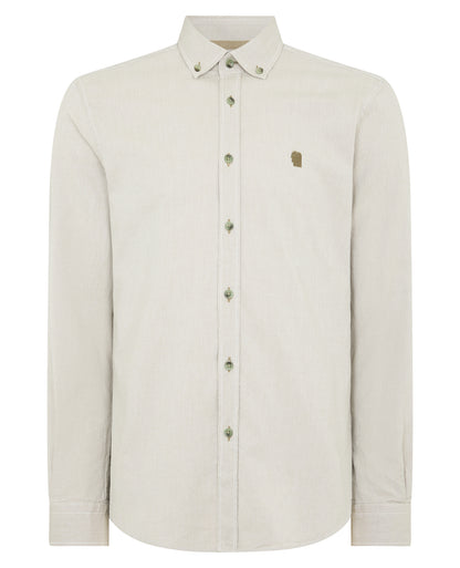 Man wearing a green Tapered Fit Oxford Cotton Shirt