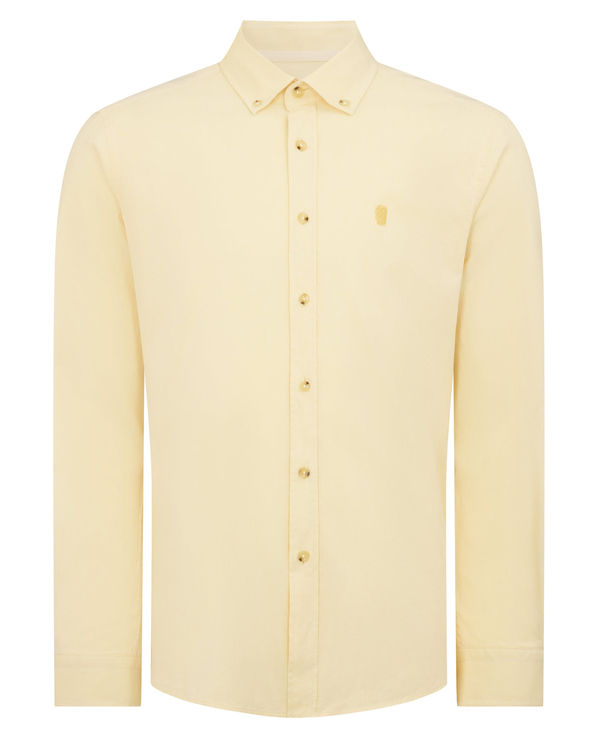 Man wearing a orange Tapered Fit Oxford Cotton Shirt