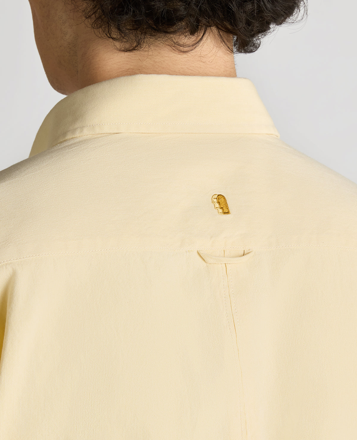 Man wearing a orange Tapered Fit Oxford Cotton Shirt