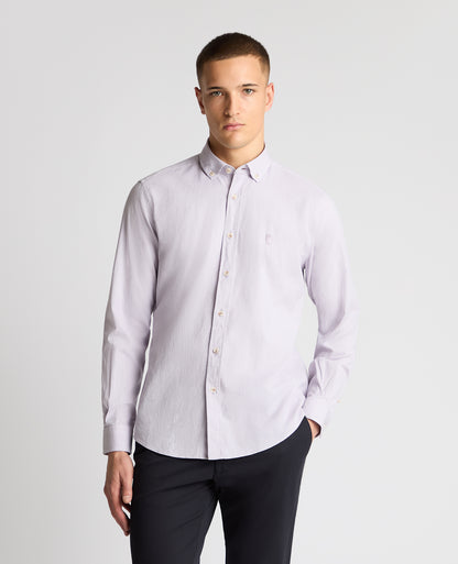 Man wearing a purple  casual shirt