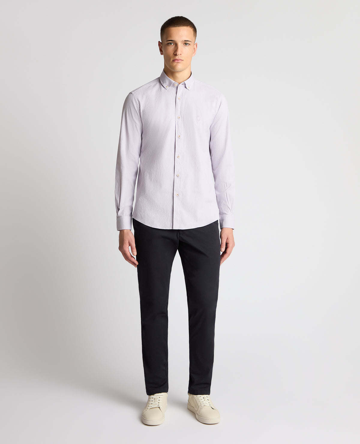 Man wearing a purple  casual shirt