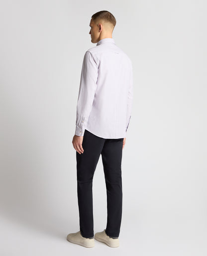 Man wearing a purple  casual shirt