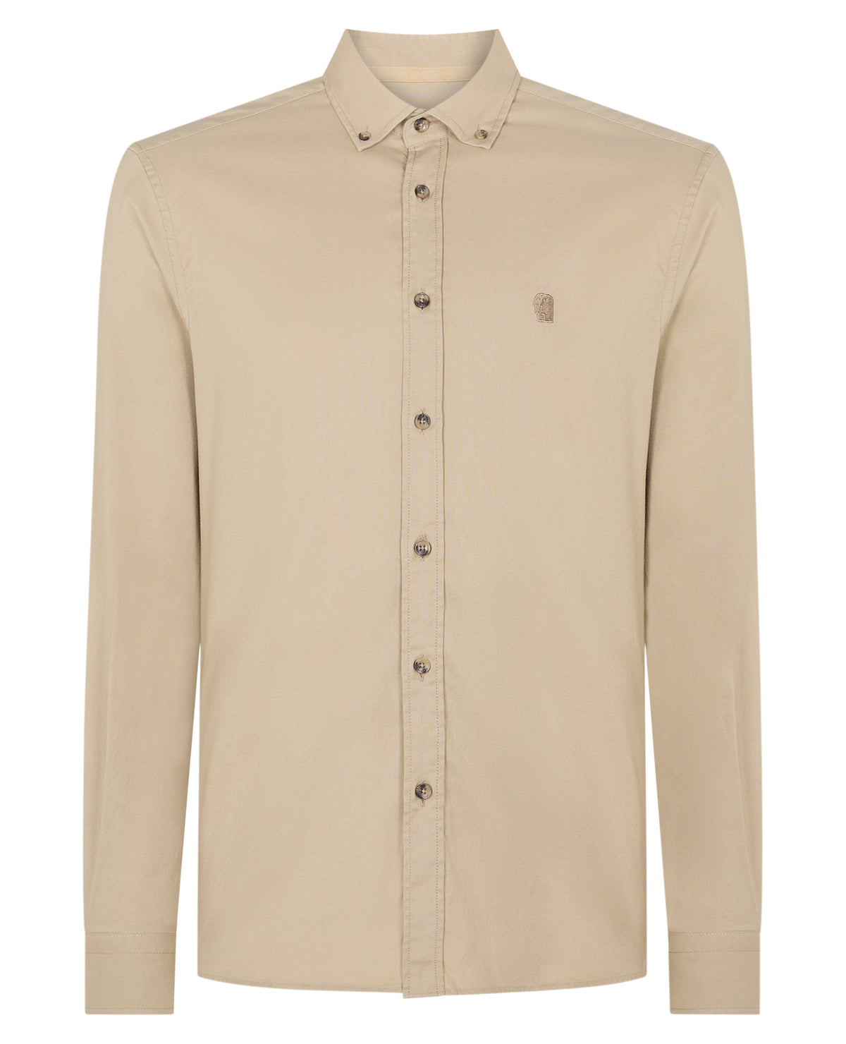 Man wearing a stone casual shirt
