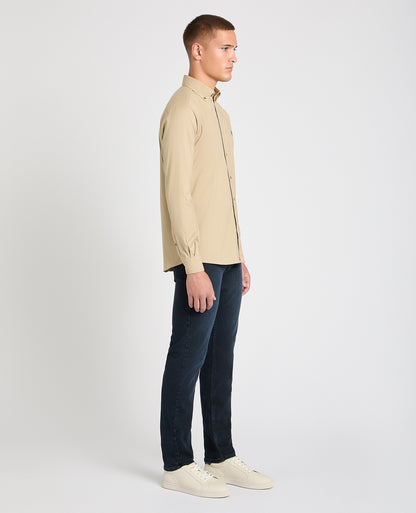 Man wearing a stone casual shirt