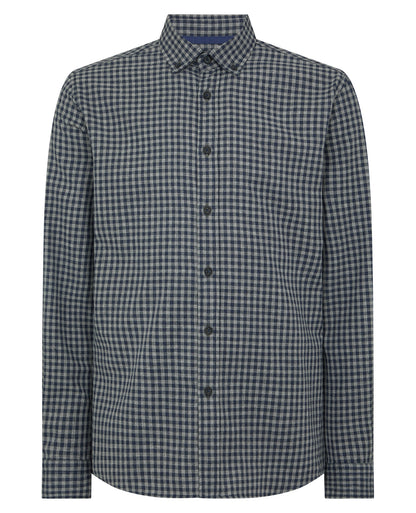Man wearing a grey Tapered Fit Cotton-Blend Print Shirt