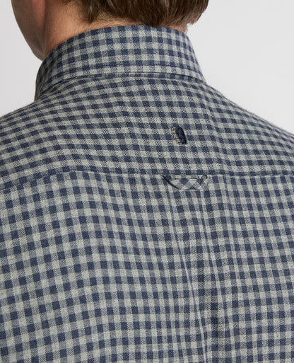 Man wearing a grey Tapered Fit Cotton-Blend Print Shirt