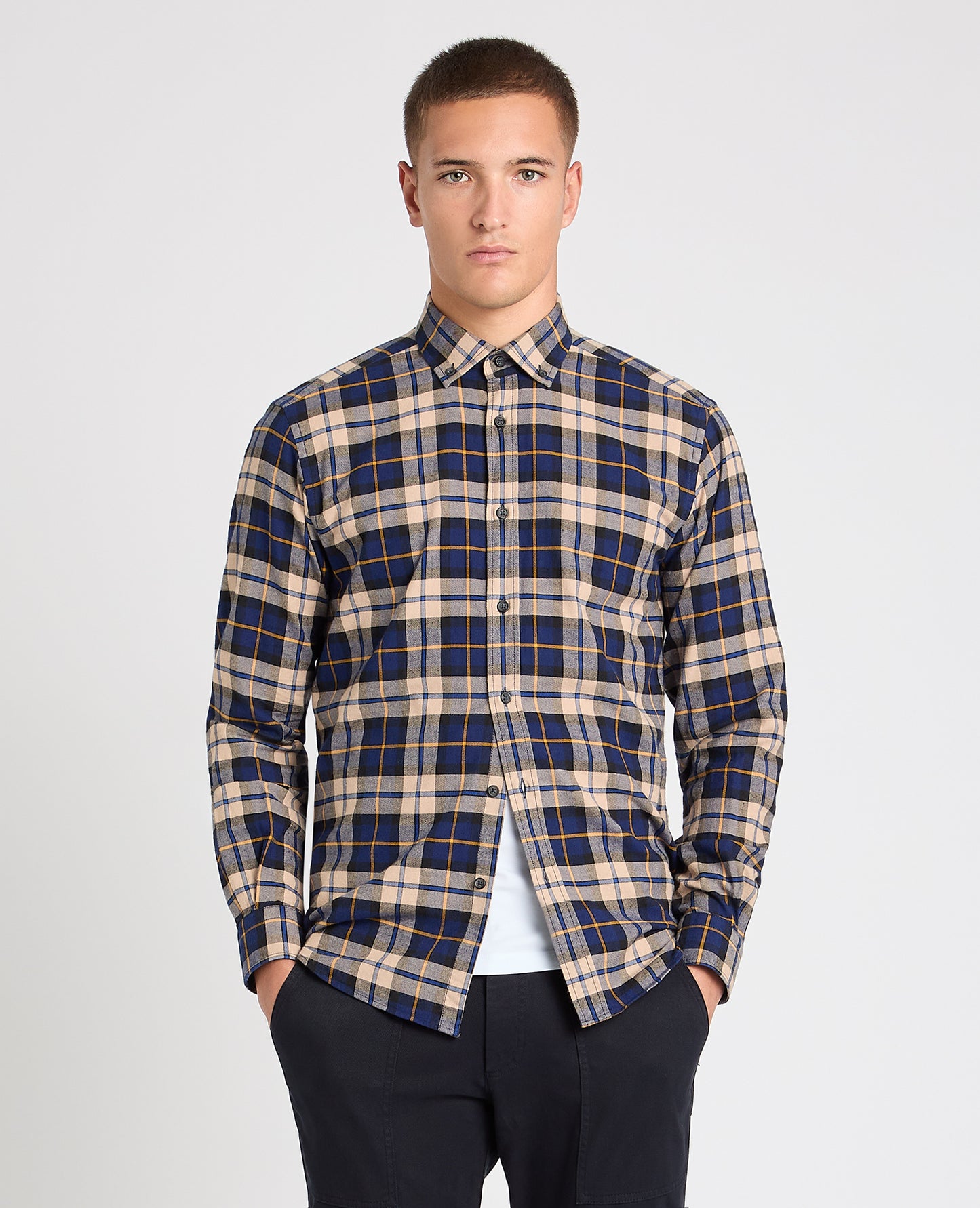Tapered Fit Check Cotton Shirt