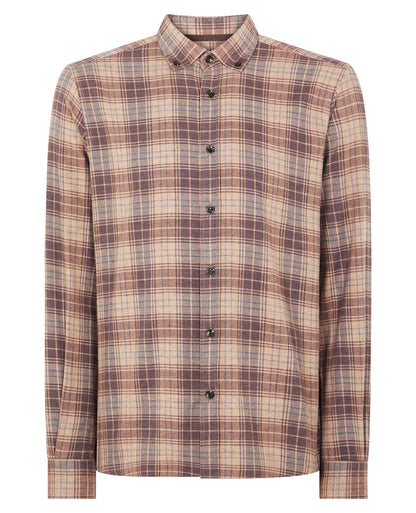 Tapered Fit Brown Check Shirt