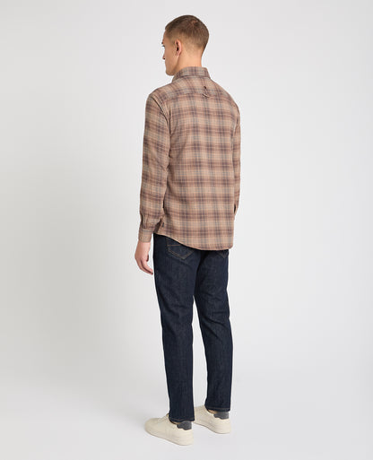 Man wearing a brown casual shirt