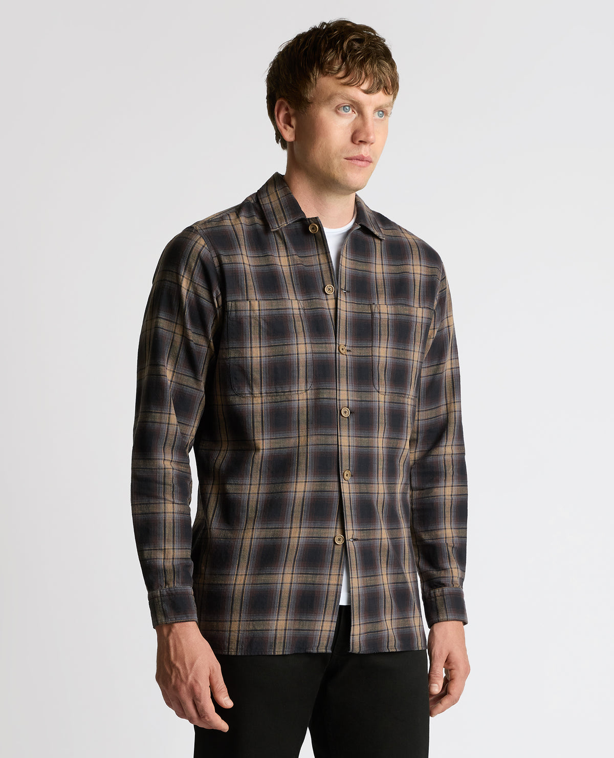 Man wearing a brown Regular Fit Cotton Overshirt