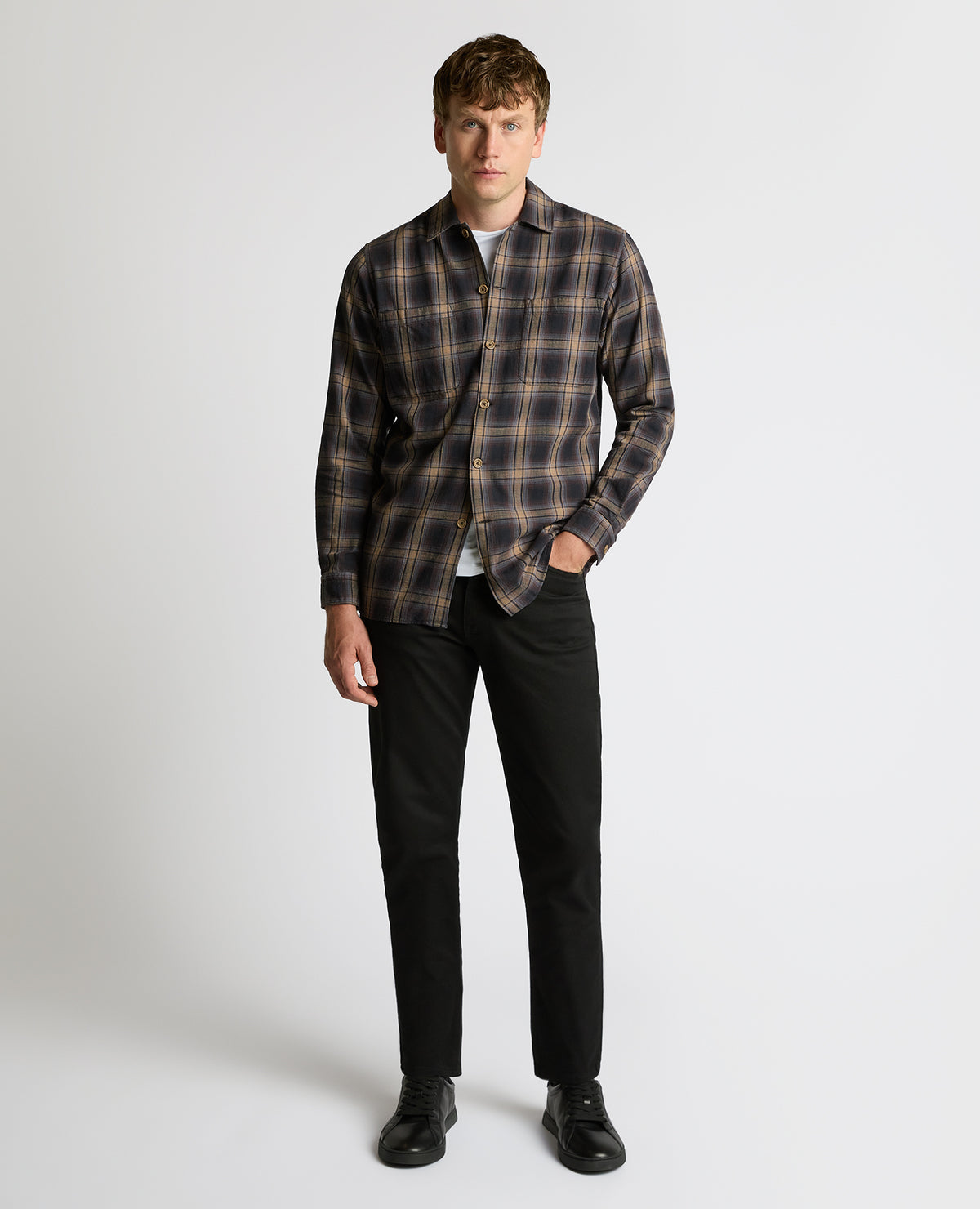 Man wearing a brown Regular Fit Cotton Overshirt