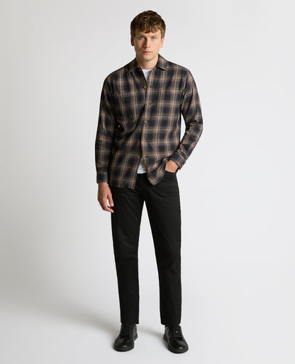 Man wearing a brown Regular Fit Cotton Overshirt