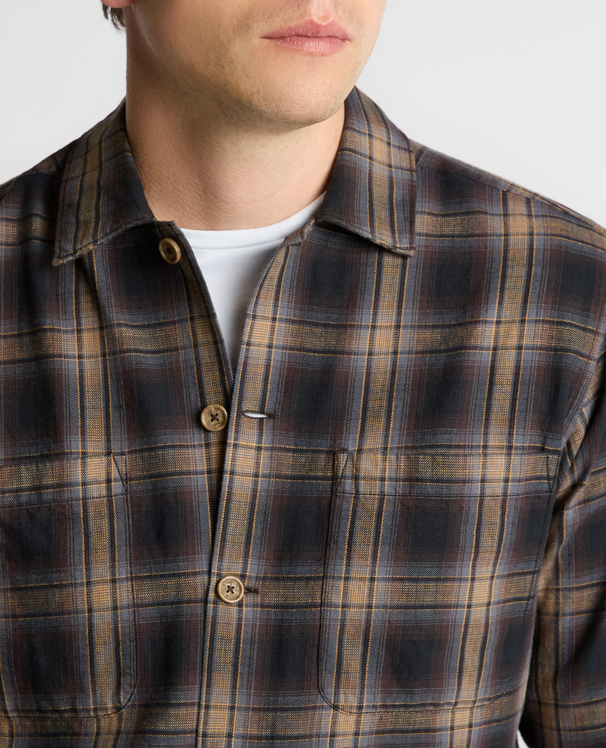 Man wearing a brown Regular Fit Cotton Overshirt