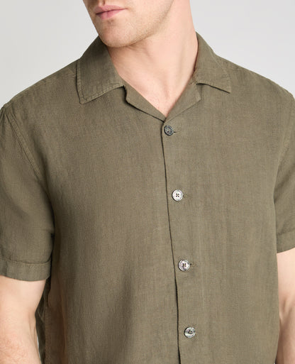 Tapered Fit Short Sleeve Linen Shirt
