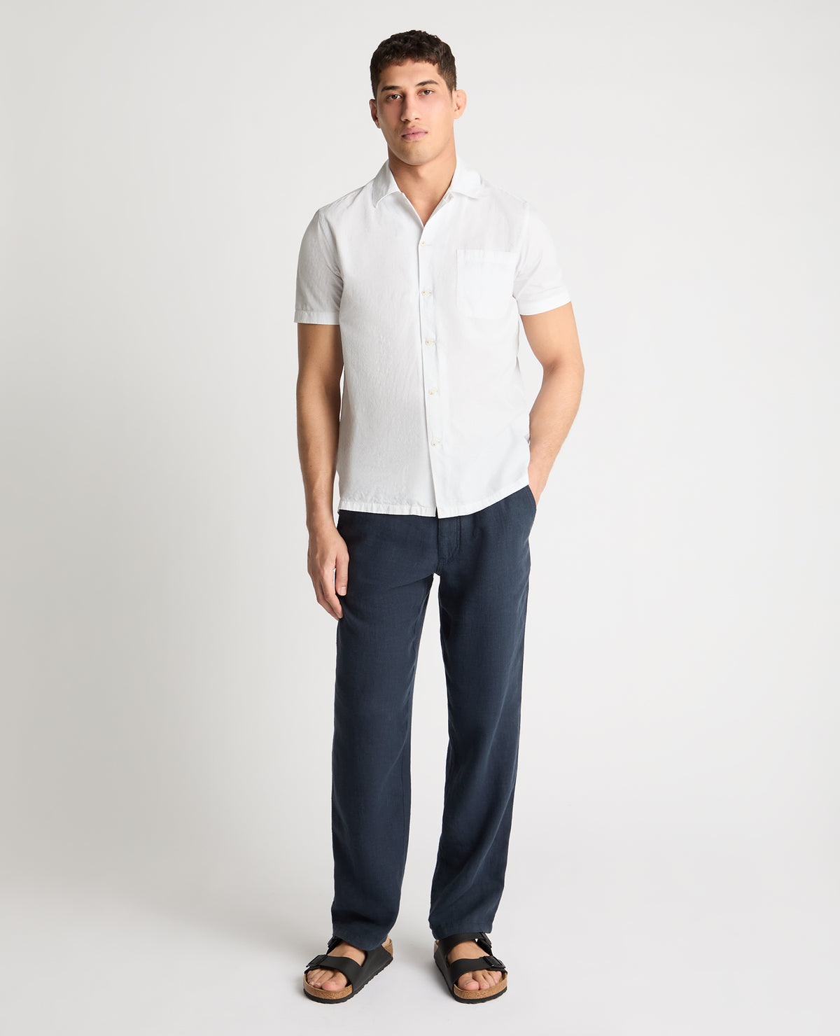 Man wearing a White casual shirt
