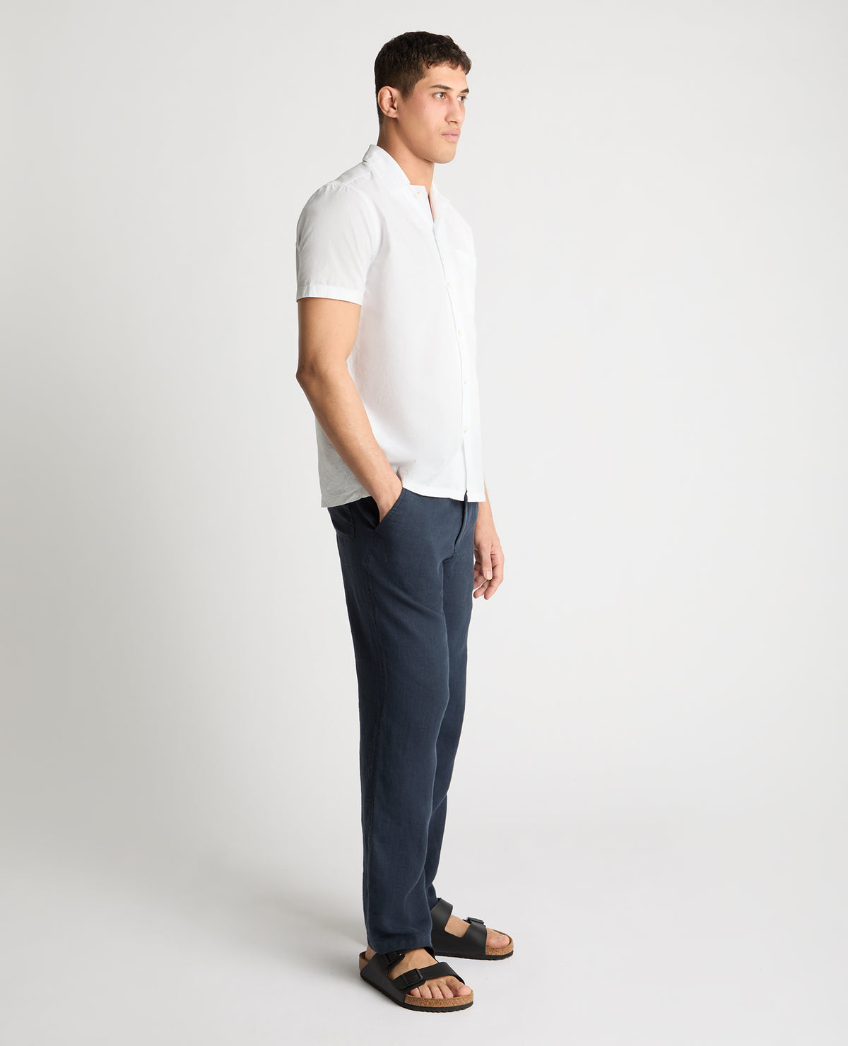Man wearing a White casual shirt