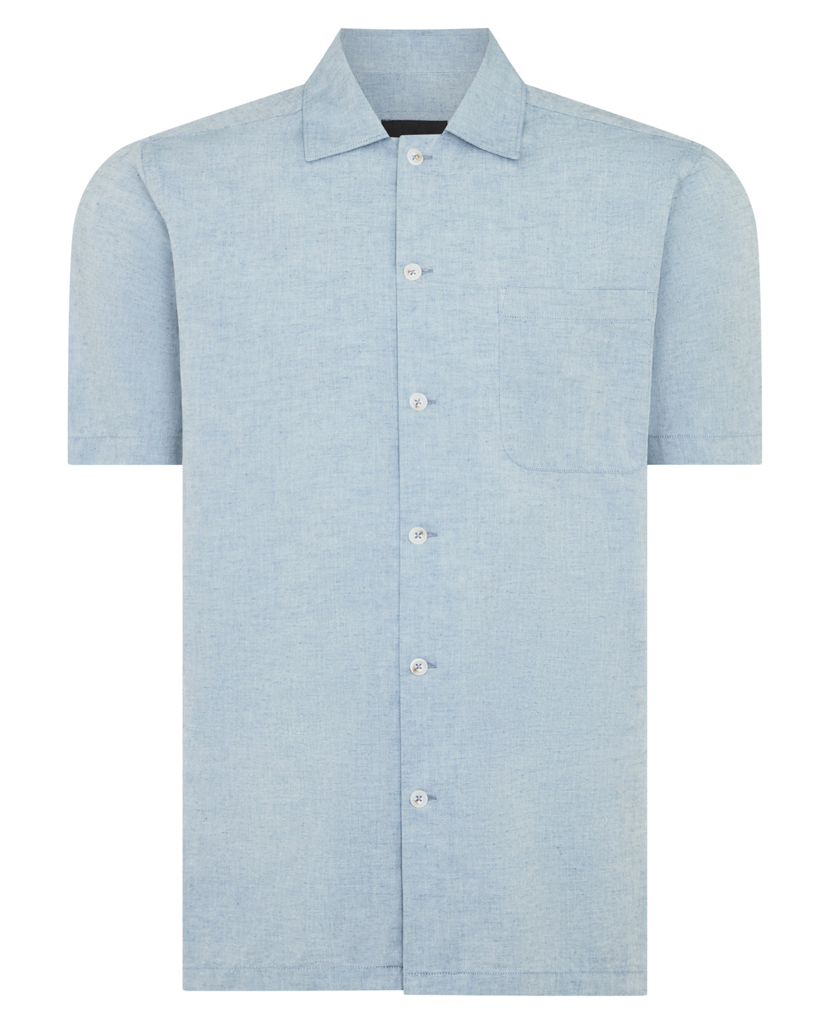 Man wearing a blue casual shirt