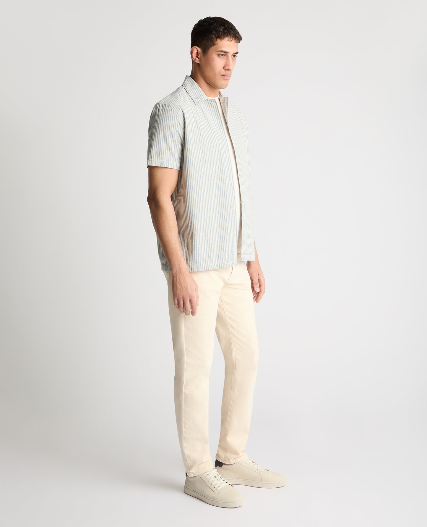 Tapered Fit Stripe Cotton Blend Shirt