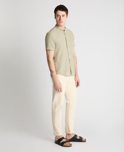 Man wearing a green casual shirt