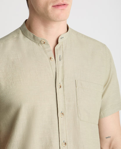 Man wearing a green casual shirt
