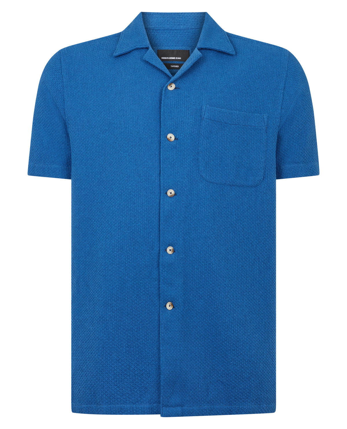 Man wearing a blue casual shirt