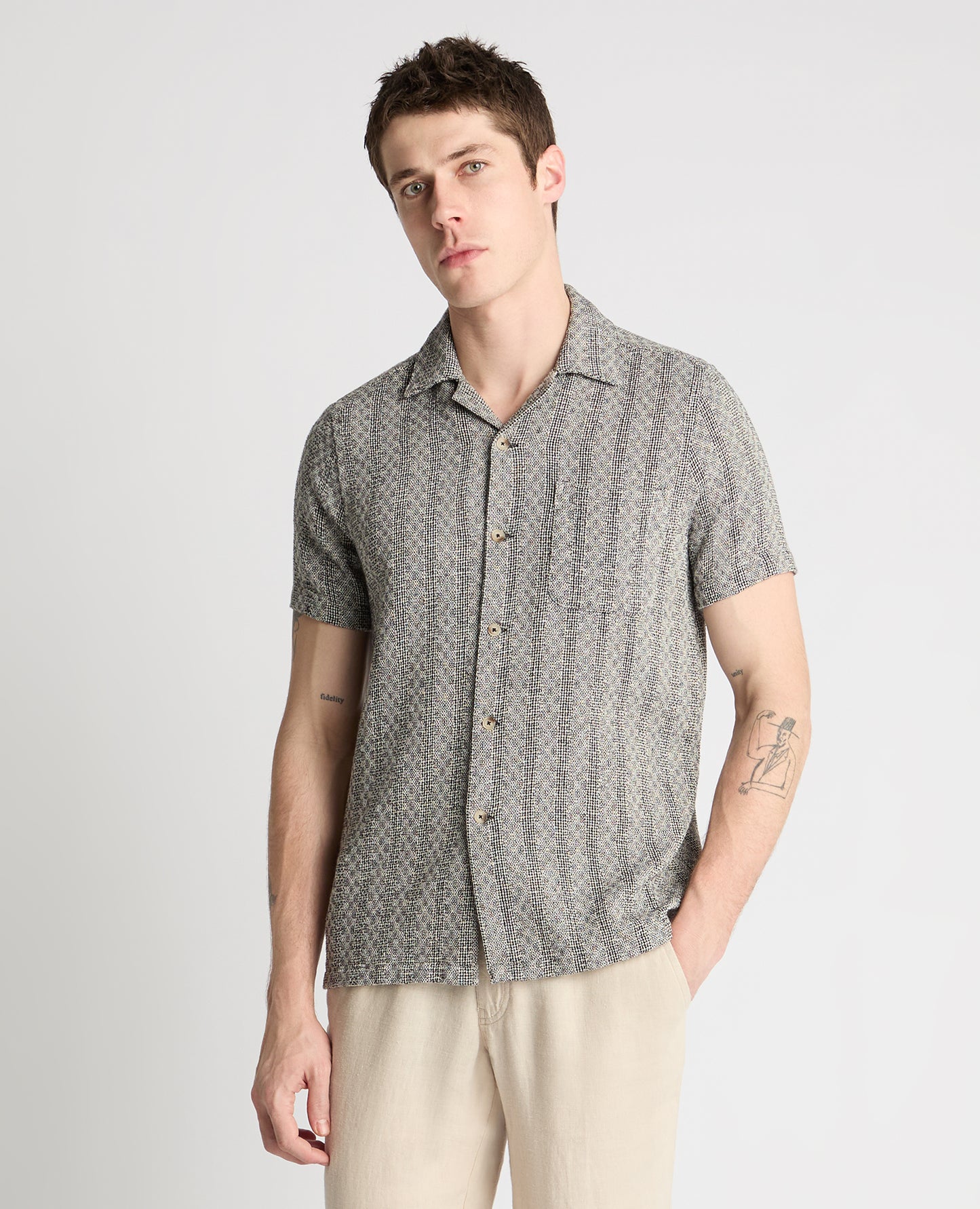 Tapered Fit Two-Tone Textured Shirt