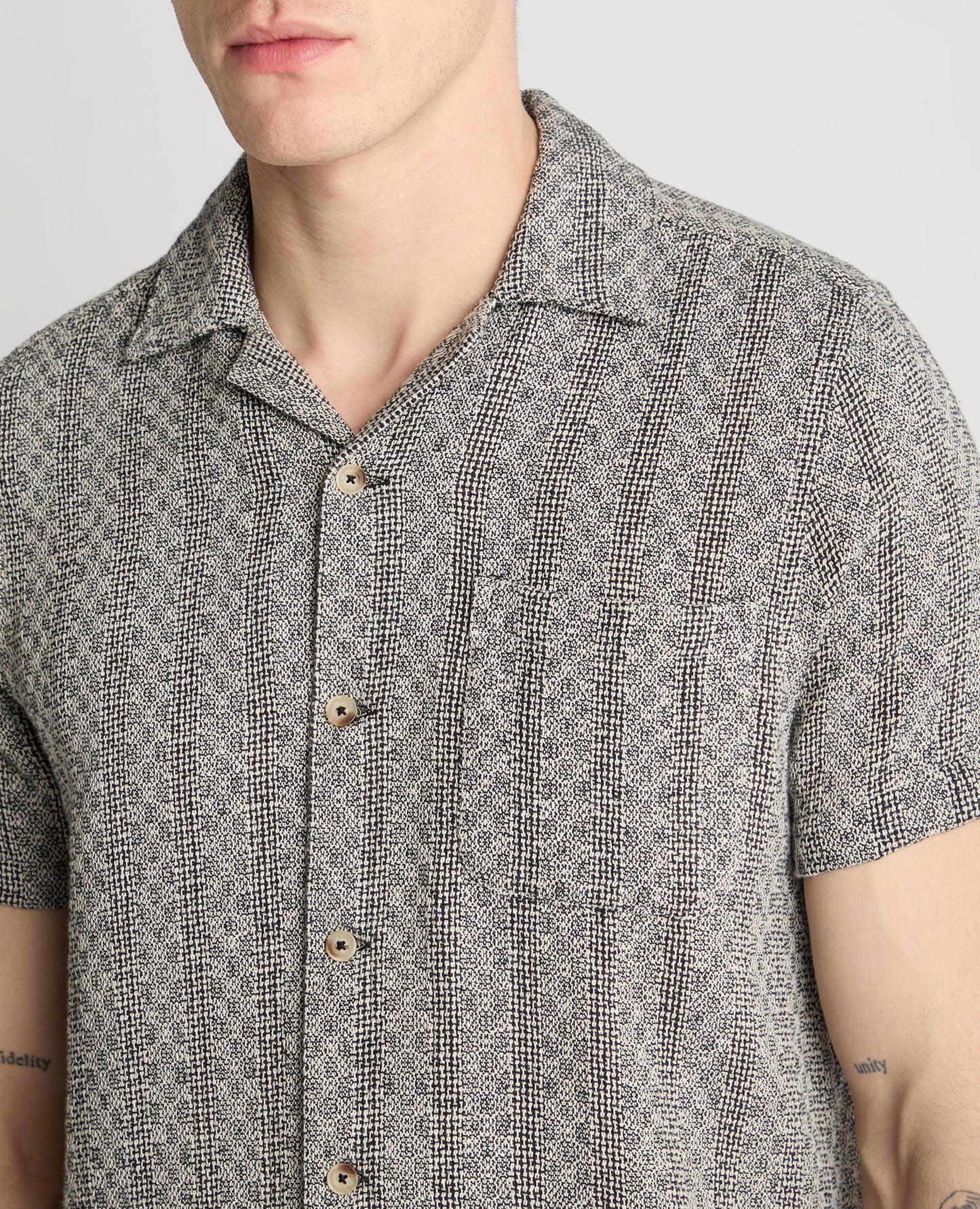 Tapered Fit Two-Tone Textured Shirt
