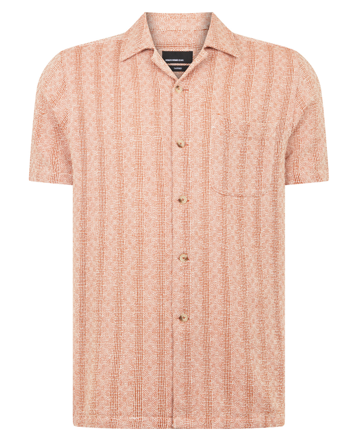 Man wearing a orange casual shirt