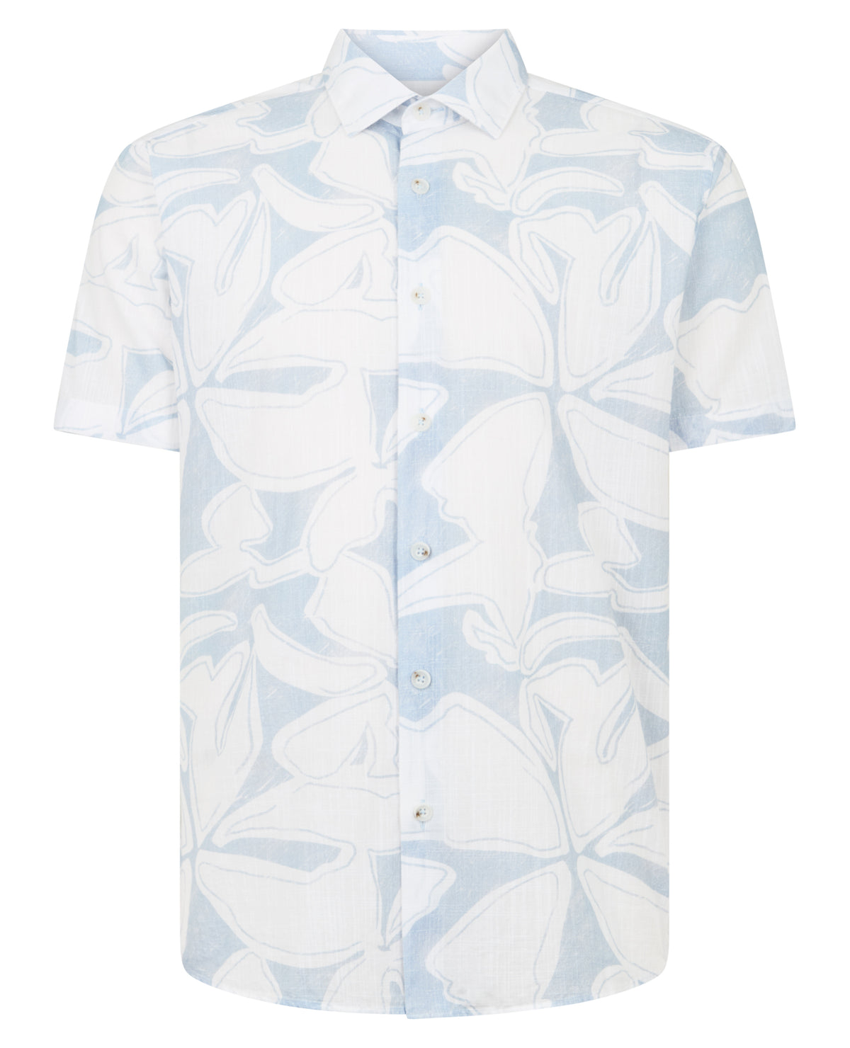 Man wearing a blue casual shirt