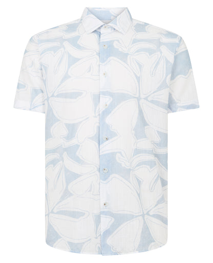 Man wearing a blue casual shirt