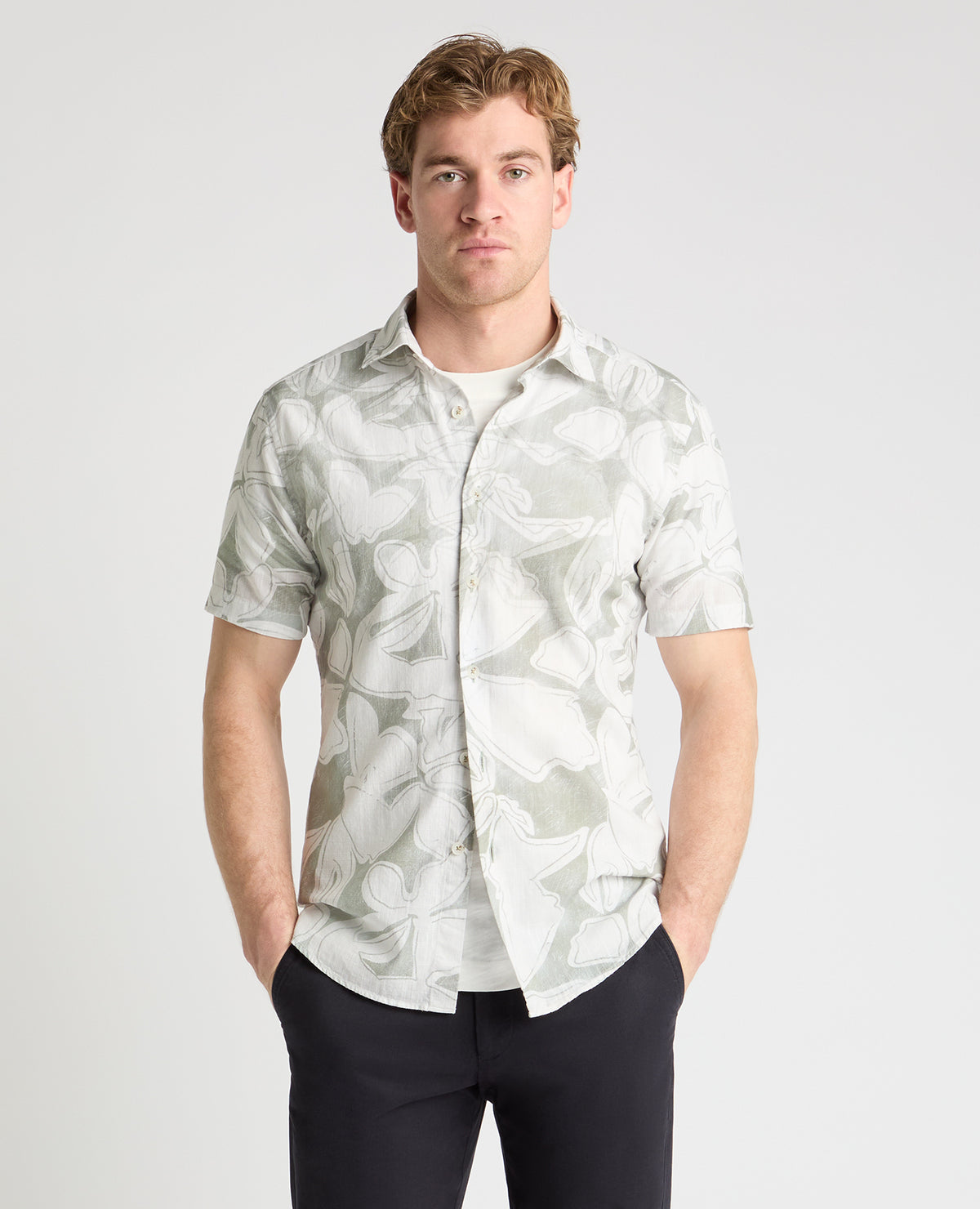 Man wearing a green casual shirt