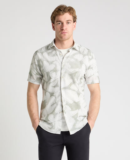 Tapered Fit Abstract Floral Print Shirt
