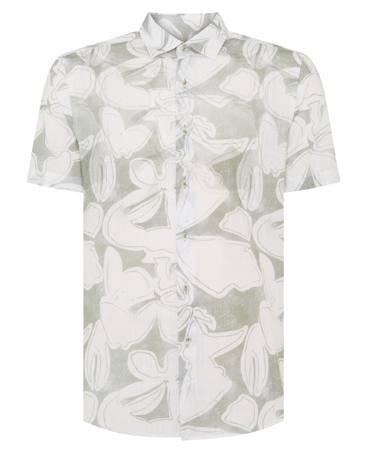 Tapered Fit Abstract Floral Print Shirt