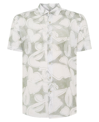 Tapered Fit Abstract Floral Print Shirt