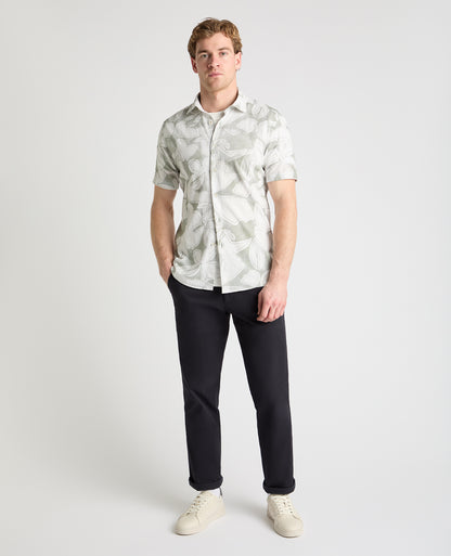 Tapered Fit Abstract Floral Print Shirt