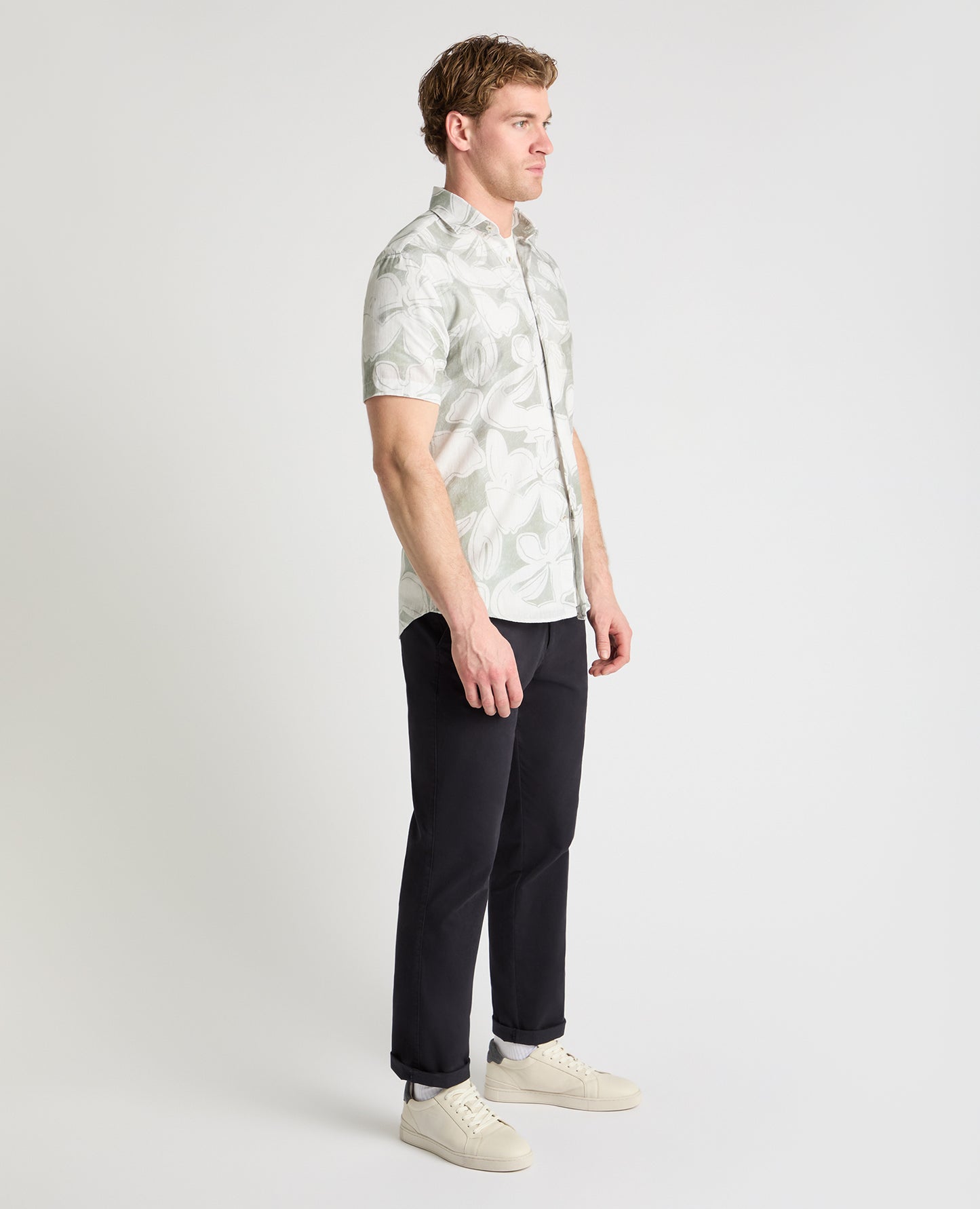 Tapered Fit Abstract Floral Print Shirt