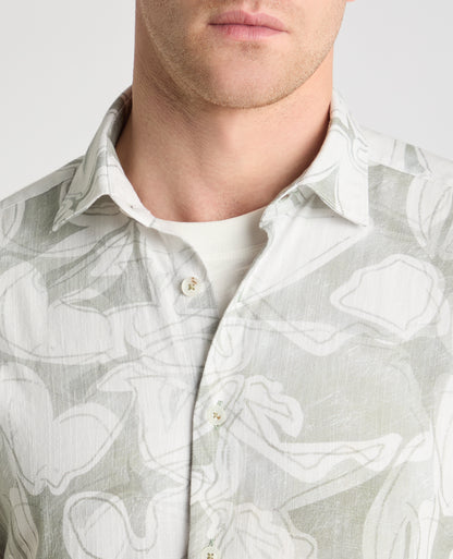 Tapered Fit Abstract Floral Print Shirt