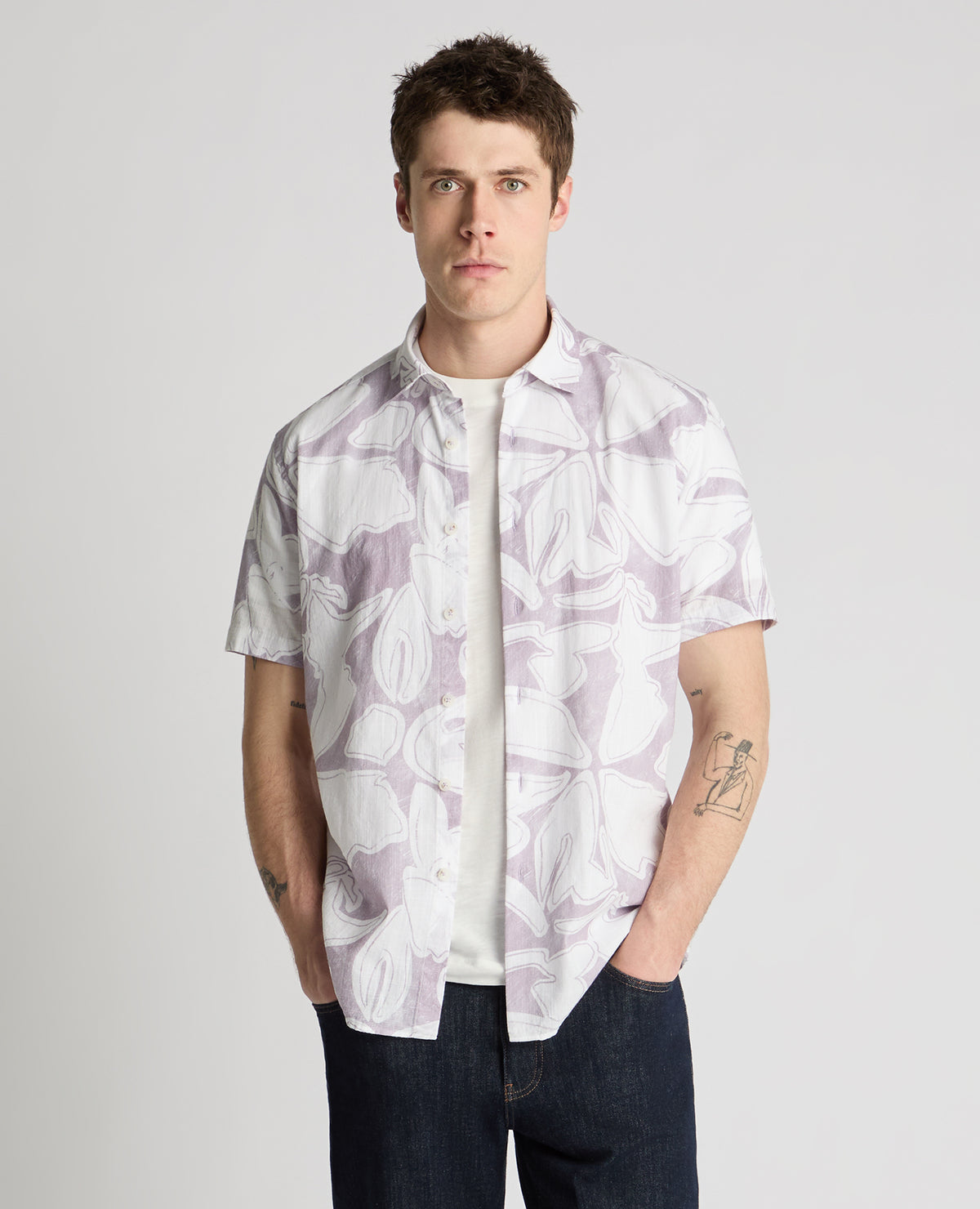 Man wearing a purple  casual shirt