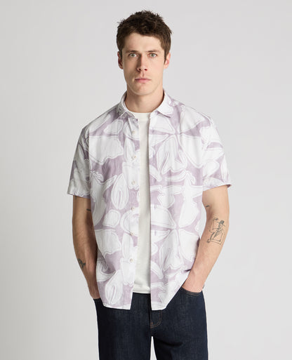 Tapered Fit Abstract Floral Print Shirt