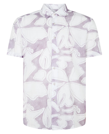 Tapered Fit Abstract Floral Print Shirt