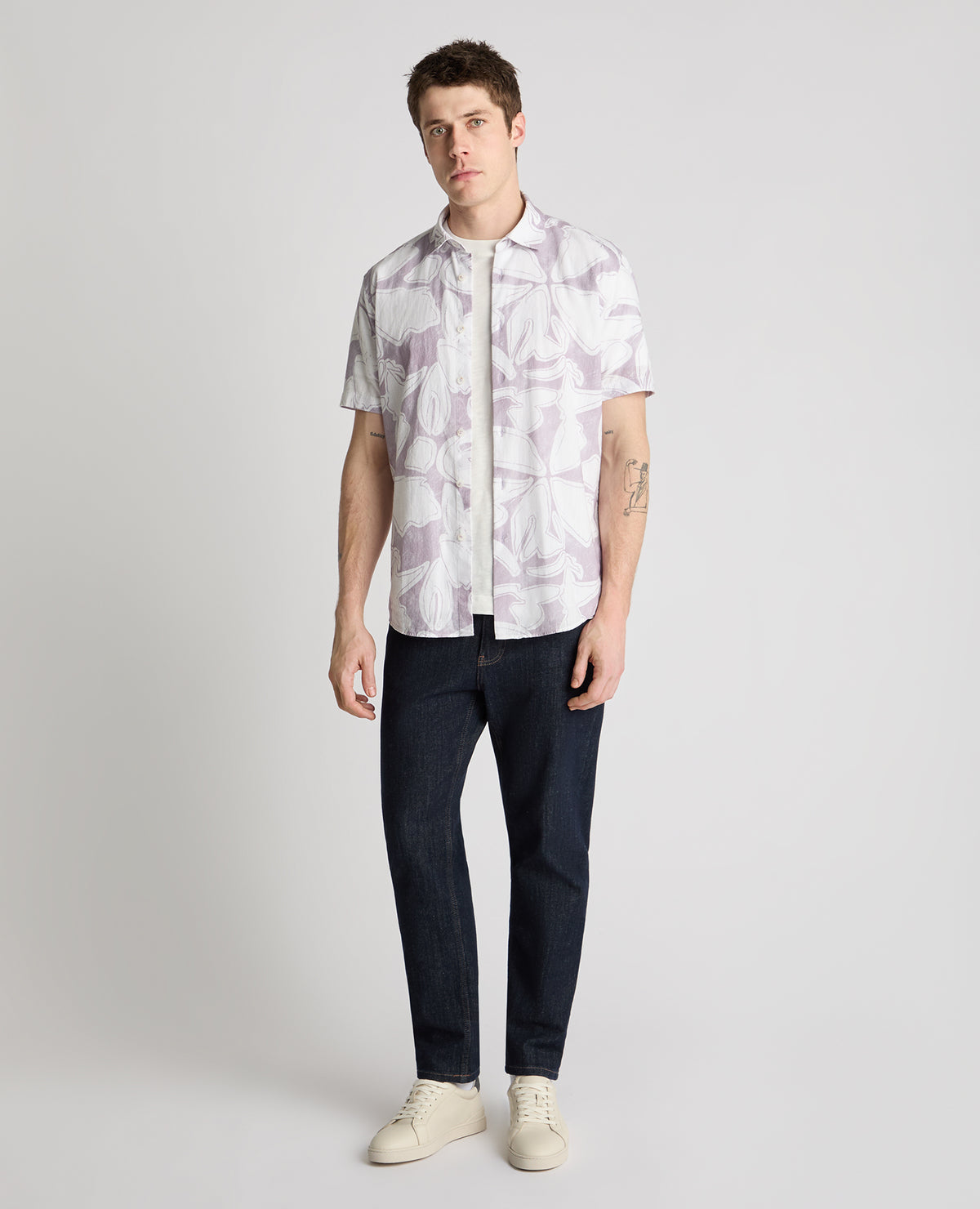 Man wearing a purple  casual shirt